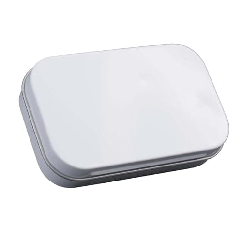 Vibsky Metal Rectangular Tin Box with Flip Top Lid Mint Gum Storage White 95x60x20mm — view 6