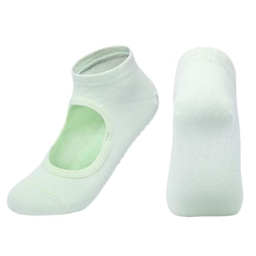 oasymala Cotton Yoga Socks with Non-Slip Grips - Ideal for Yoga, Pilates, and More - One Size Fits Most (UK, Alpha, One Size, Regular, Short, Turquoise)