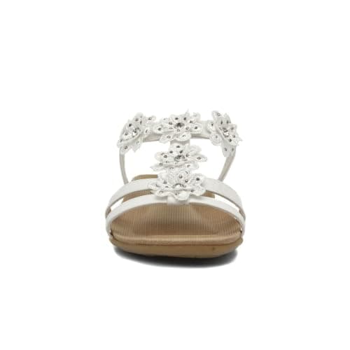Lilley Stella Womens White Flower Crochet Sandal - Size 6 UK - White — view 3