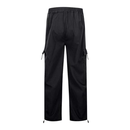 Women's Summer Cargo Parachute Pants with Loose Fit, Lightweight Nylon Fabric, Multi-Pocket Street Style for Casual Outings and Travel (Black, L) — view 5