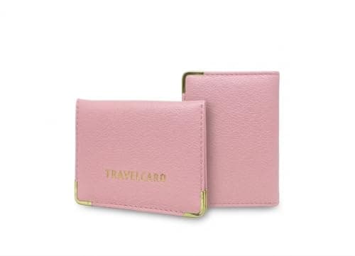 ORCHIDS Unisex Travel Bus Pass Holder – Slim ID, Credit Card & Ticket Wallet Cover Case (Baby Pink)