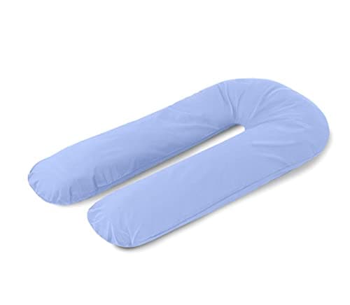A ATH COLLECTION Pregnancy Pillowcase 9 FT, 12 FT, U Shaped Full Body Pillow Cover with zip, Nursing, Support and Maternity Pillow for Pregnant Women Cover Only (9 FT, Blue)