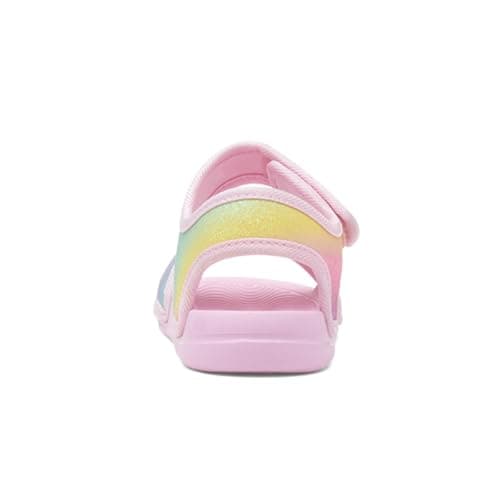 Shoe Zone - Girls Pink Easy Fasten Rainbow Glitter Flat Sandal - Size 10 Child UK - Pink — view 5