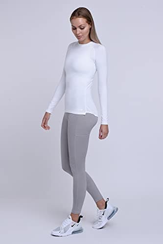 TCA Super Thermal Top Women - Ladies Thermal Vest - Thermals Womens - Ski Base Layer Women - Workout Tops for Cold Weather - Cloud White, L — view 5