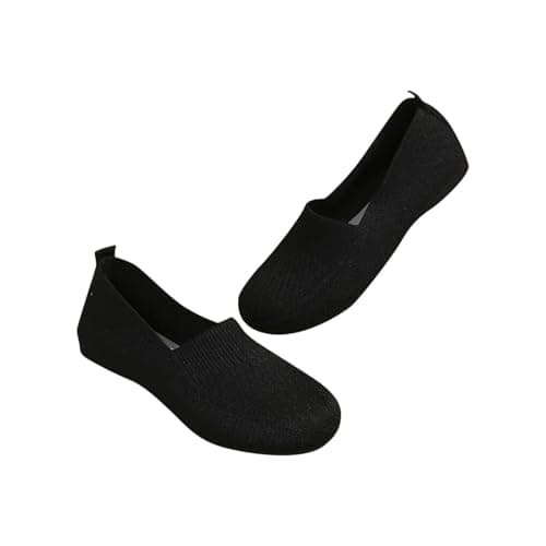 Women's Foldable Ballerina Walking Shoes Clearance Slip On Flats Shoe Ladies Flat Pumps Casual Work Office Comfortable Cute Loafers Round Toe Sandals Breathable Knitted Loafer Arch Support Trainers
