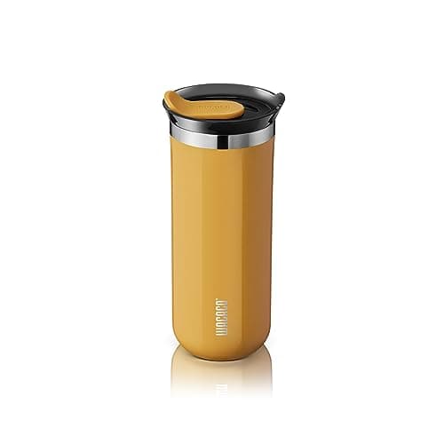 WACACO Octaroma Grande Vacuum Insulated Coffee Mug, Double-Wall Stainless Steel Travel Tumbler with Drinking Lid, 15 fl oz (435ml), Yellow
