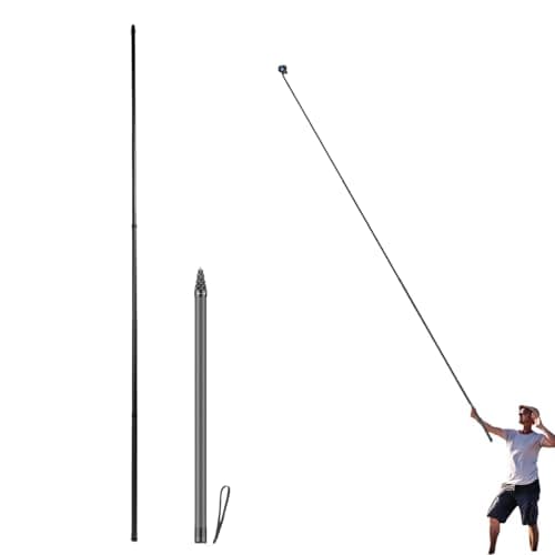 5m 16.4ft Invisible Selfie Stick, 9 Section Extended Carbon Fiber Extension Pole for 360 X4 X3 X2 Action Cameras, with 1/4 Inch Screw Holes