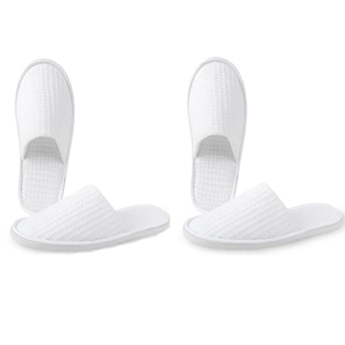 2 Pairs Hotel Slippers, Unisex Waffle Travel Slippers with Non Slip Sole