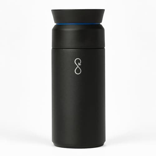 Ocean Bottle Brew Flask 350ml | Insulated Travel Flask for Hot & Cold Drinks | Recycled Stainless Steel | Sustainable, Eco Friendly Gift (Obsidian Black)