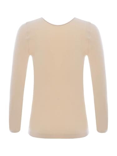 Loodgao Kids Girls Round Neck Thermal Tshirt Solid Color Basic Warm Underwear Tops Long Sleeve Athletic Dance Undershirts Type A Nude 2-4 Years — view 3