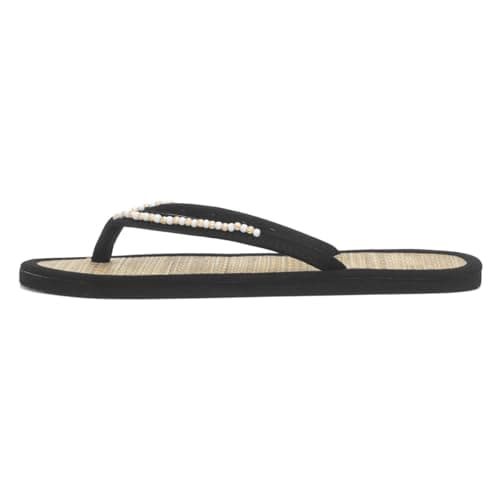 Shoe Zone - Womens Black Beaded Toe Post Slip On Sandal - Size 5 UK - Black