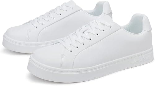 Men's Sneakers Casual Shoes Lightweight Leather White Black — view 4