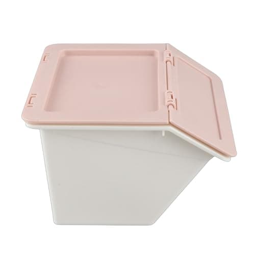 OEBUAFI Mini Desktop Storage Box, Plastic Stackable Organizer with Flip Lid, for Stationery Jewelry Makeup Accessories (Pink) — view 4