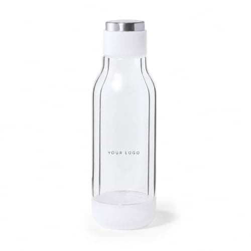 Personalised 500ml Double Wall Borosilicate Glass Thermal Bottle with Stainless Steel Cap - Custom Engraved Insulated Reusable Bottle for Travel, Gym & Office