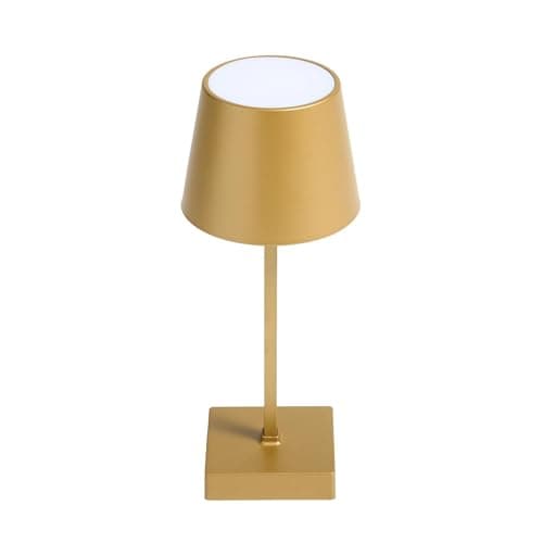 OHS Battery Operated Gold Table Lamp, Cordless Table Lamps for Home Portable LED Light Long Lasting Decorative Bedside Table Lamps for Bedroom Living Room Office Outdoor Use