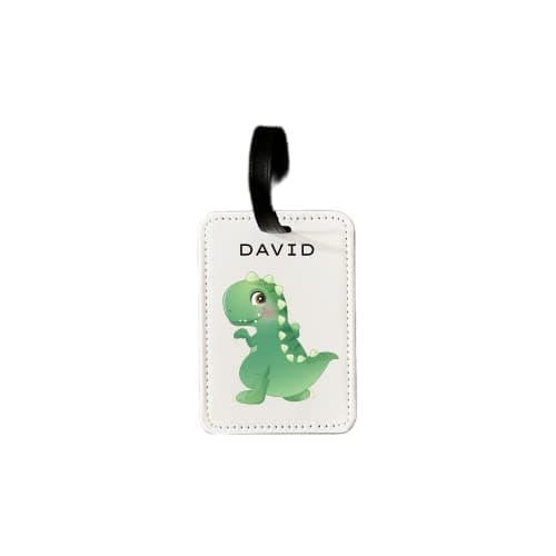 Personalised Cute Kawaii Dinosaur Luggage Tags Suitcases Add Any Name or Text for Children Kids Toddler, Custom Travel Tags Name Labels, Small Tag for Baggage Bag Backpack (Tyrannosaurus)