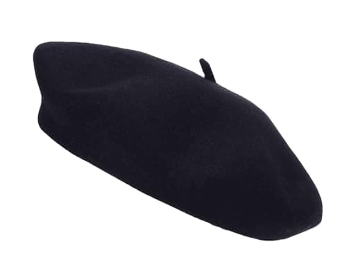 ShopMCR Classic Wool Beret Hat for Men & Women – French Style Vintage Artist Cap – Soft, Warm & Comfortable Autumn Winter Accessory – Plain, Chic & Timeless Parisian Fashion Hat (Black)