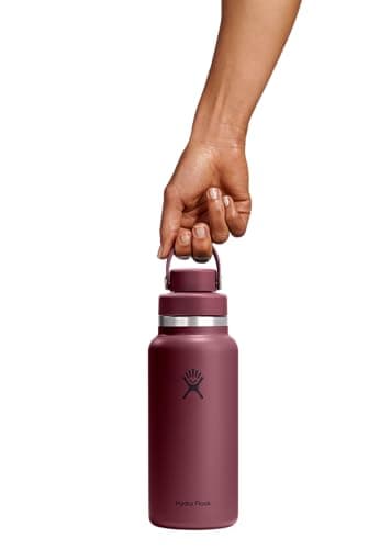 Hydro Flask Water Bottle - Insulated Stainless Steel - Wide Mouth Flex Chug Lid, Non Spill, Leakproof in 32 Oz Burgundy — view 5