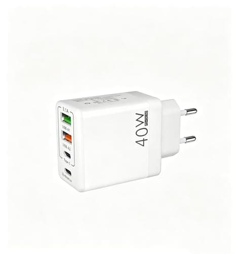EU travel adapter charger, fast charging 2 USB C and 2 USB A European plugs, European wall adapter with 2 USBA port and 2 Type C ports, Compatible with fast charging of iPhone/Samsung and others