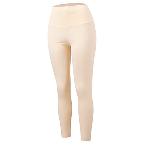 Thermal Tights for Women Fleece Tights Elastic Waist Thermal Leggings Winter Thermal Underwear Plain Thermal Trousers Lined Winter Trousers Seamless Thermal Leggings, beige, M