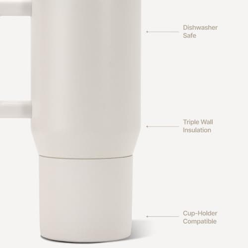 HydroJug Coffee Traveler 20oz Ceramic-Lined Mug with Handle, Linen — view 3