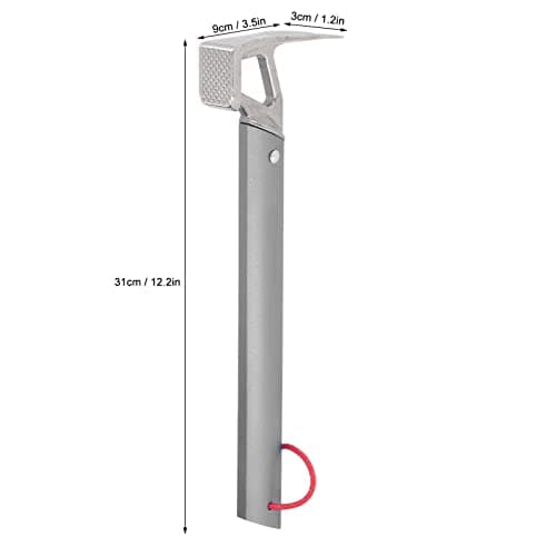 Camping Claw Hammer, Multi-Functional Tent Stake Hammer Portable Stainless Steel Ox Horn Head Tent Stake Hammer with Aluminium Handle for Camping Hiking Backpacking Gardening — view 3