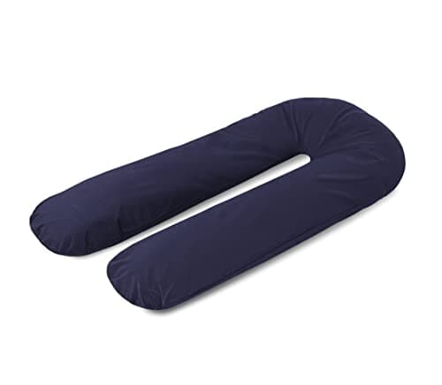 A ATH COLLECTION Pregnancy Pillowcase 9 FT, 12 FT, U Shaped Full Body Pillow Cover with zip, Nursing, Support and Maternity Pillow for Pregnant Women Cover Only (9 FT, Navy)