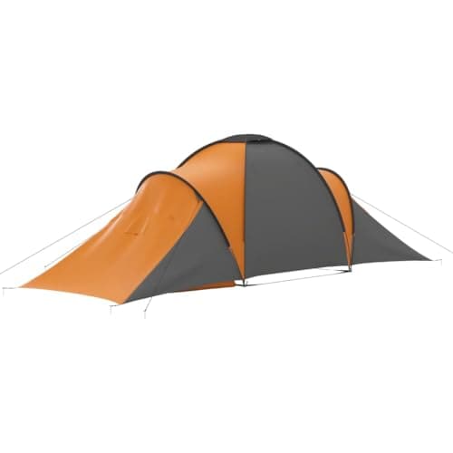 Kaloriko Camping Tent 6 Person Grey and Orange with 2 Cabins Mosquito Net Breathable Inner Tent Waterproof Base Includes Poles and Carry Bag for Outdoor Camping, Hiking and Travel — view 5