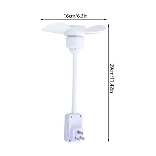 Plug Fan with Adapter, Mini Quiet Electric Socket Fan Adjustable Angle, Three Leaves Fan Blade 12-Inch Desk Wall Table Fans, Bathroom, Dormitory, Office — view 2