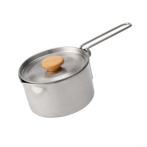 Camping Cookware Pot 1000ml Stainless Steel - Lightweight Hiking Gear with Foldable Handle - Travel Cooking Kit — view 2