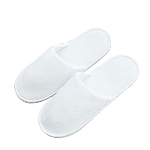 Disposable Loop Fabric Slippers, 1 Pair, White Hotel Indoor Slippers