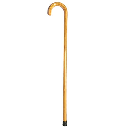 Traditional Bamboo Wood Walking Stick For Men And Women,Walking Cane For Seniors With A Crook Handle And Non-slip Foot Mats