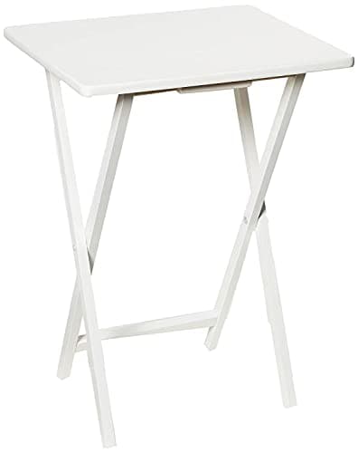 Unibos Indoor &Outdoor Tea Coffee Snacks Garden Camping TV Laptop Portable Folding Sturdy and Durable Rubber Wood Table (White) — view 5