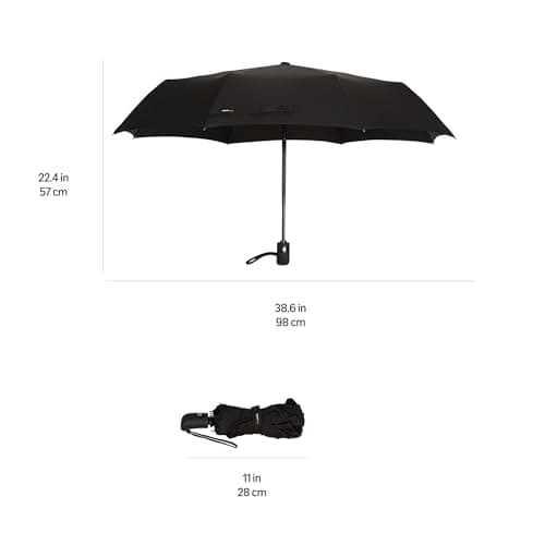 Amazon Basics Octagonal Automatic Travel Umbrella, Black, 28 x 98 cm — view 3