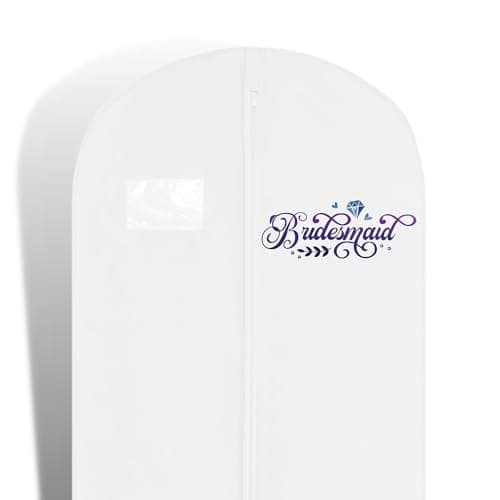 Hoesh UK Bridal Gown Garment Bag - Printed Wedding Dress Bag | Long Dress Covers for Bride & Bridesmaids | Breathable Clothes Bag for Storage & Travel (Lavender Bridesmaid)