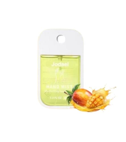 Mist Hydrating Hand Sanitizer Spray for Adults, Travel size, Up to 500 Sprays, Multi-Flavor, Quick-Dry & Non-Sticky, Portable Hand Cleanser with Keychain Hole for Bags, Daily Use (Mango)
