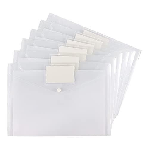 6 Pack Clear Document Folders Plastic Envelopes, A4 Size, White