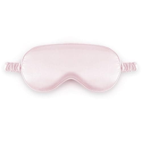 Sleep Mask Silk Eye Mask for Sleeping, Blackout Anti-Allergy Silk Eye Mask with Elastic Strap for Night,Travel,Nap,Meditation (Pink)