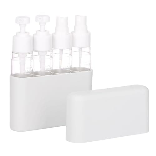Aurdox Travel Bottles Set, TSA Approved Containers for Toiletries, 4 in 1 Set Dispensers Include Spray Bottles and Pumps Bottles with Silicone Case for Cosmetics and Liquids- Leakproof (Grey)