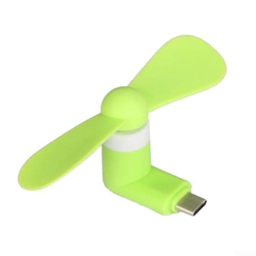 USB-C Portable Small Fan, Silicone Blades and Quiet High-Speed Motor Fan for Mobile Phones and Type-C Devices for Travel Outdoor Activities Use(Green)
