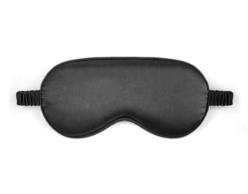Sleep Mask Silk Eye Mask for Sleeping, Blackout Anti-Allergy Silk Eye Mask with Elastic Strap for Night,Travel,Nap,Meditation (Black)