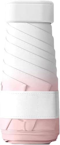 Meiliyadexin Compact Travel Umbrella, Travel Umbrella, Portable Mini Folding Umbrella, Small Pocket Umbrella for Rain, with 99% UV Protection Travel Umbrella for Girls and Women (Coral Powder)