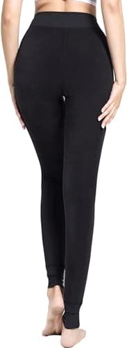 Fioeyr Women Ladies Thermal Winter Thick Velvet Stretchy Fleece Lined Leggings Pant Elastic High Waisted Tight Black — view 4