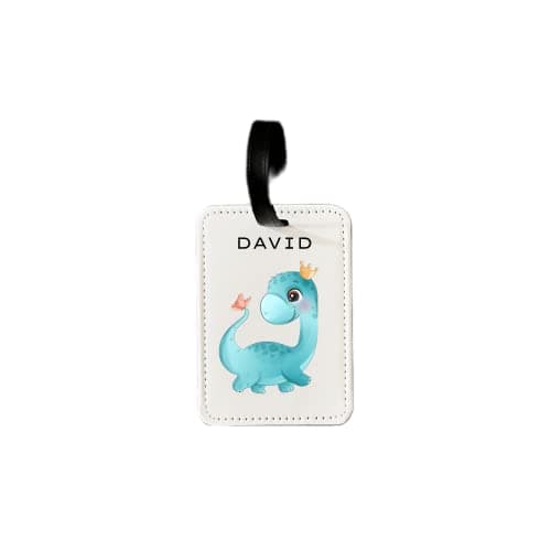 Personalised Cute Kawaii Dinosaur Luggage Tags Suitcases Add Any Name or Text for Children Kids Toddler, Custom Travel Tags Name Labels, Small Tag for Baggage Bag Backpack (Brachiosaurus)