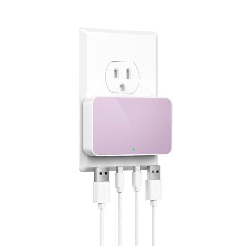 KWRNVO Flat USB Wall Charger 4 Ports Slim 35W USB-C/A Flodable Plug Fast Charging Block for iPhone 8/9/10/11/12/13/14/15 Multiport Power Charging Adapter for ipad and Galaxy Series S8-10 Purple