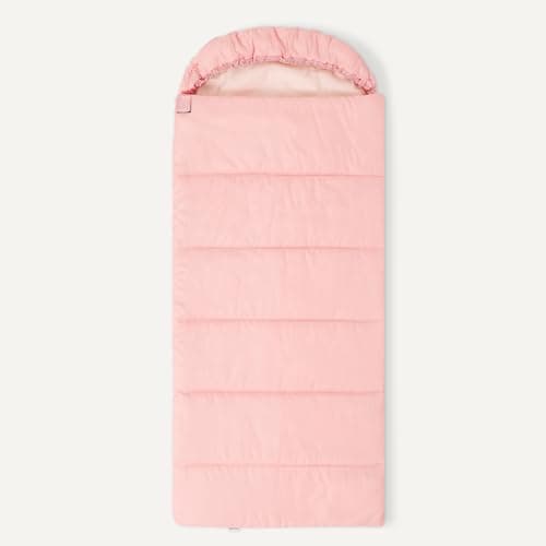 Amazon Basics Kids Sleeping Bag for Camping, 10°C Rated, Machine Washable, Hood, Compression Sack, Pink, 168 x 74 cm — view 4