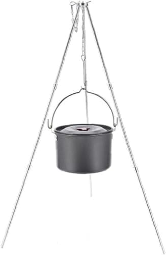 Lightweight Aluminum Camping Hanging Pot with Lid, Large Cookware for 5-6 People, Ideal for Campfire, Picnic and Outdoor Activities — view 2