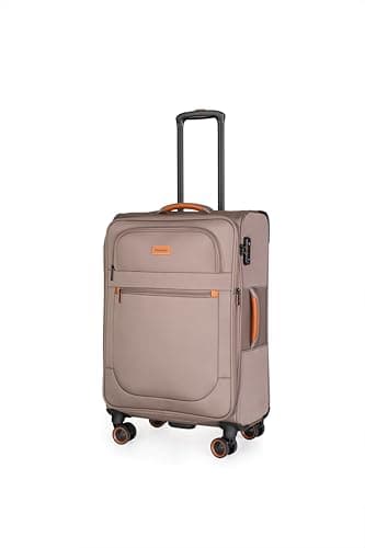 METZELDER Soft Retro Expandable Large Volume TSA Lock Suitcase, Taupe (Tan), M - Medium - 79/93 L - 67x42x28 cm - 3,4 kg, Soft canvas cabin suitcase, large size, expandable, 360° multi-directional