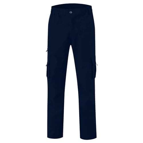 Cargo Jeans for Men UK, Trendy Golf Zip Builders Zip-Off Smart Travel Trouser Wear UK Resistant Leg Trousers Elasticated Waist, Casual Safety Pants Clothing Cargo Pants Mens, XL Navy — view 4
