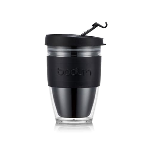 Bodum JOYCUP Travel Mug, 250ml Reusable Double-Wall Coffee Cup with Lid, BPA-Free Plastic and Silicone Grip, Black, 11889-01S — view 2